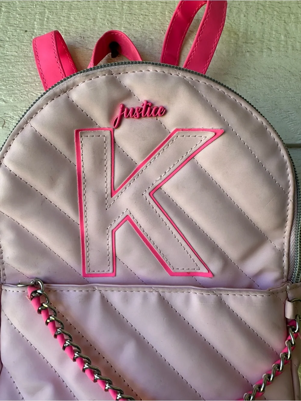 Pink Justice “K” mini backpack